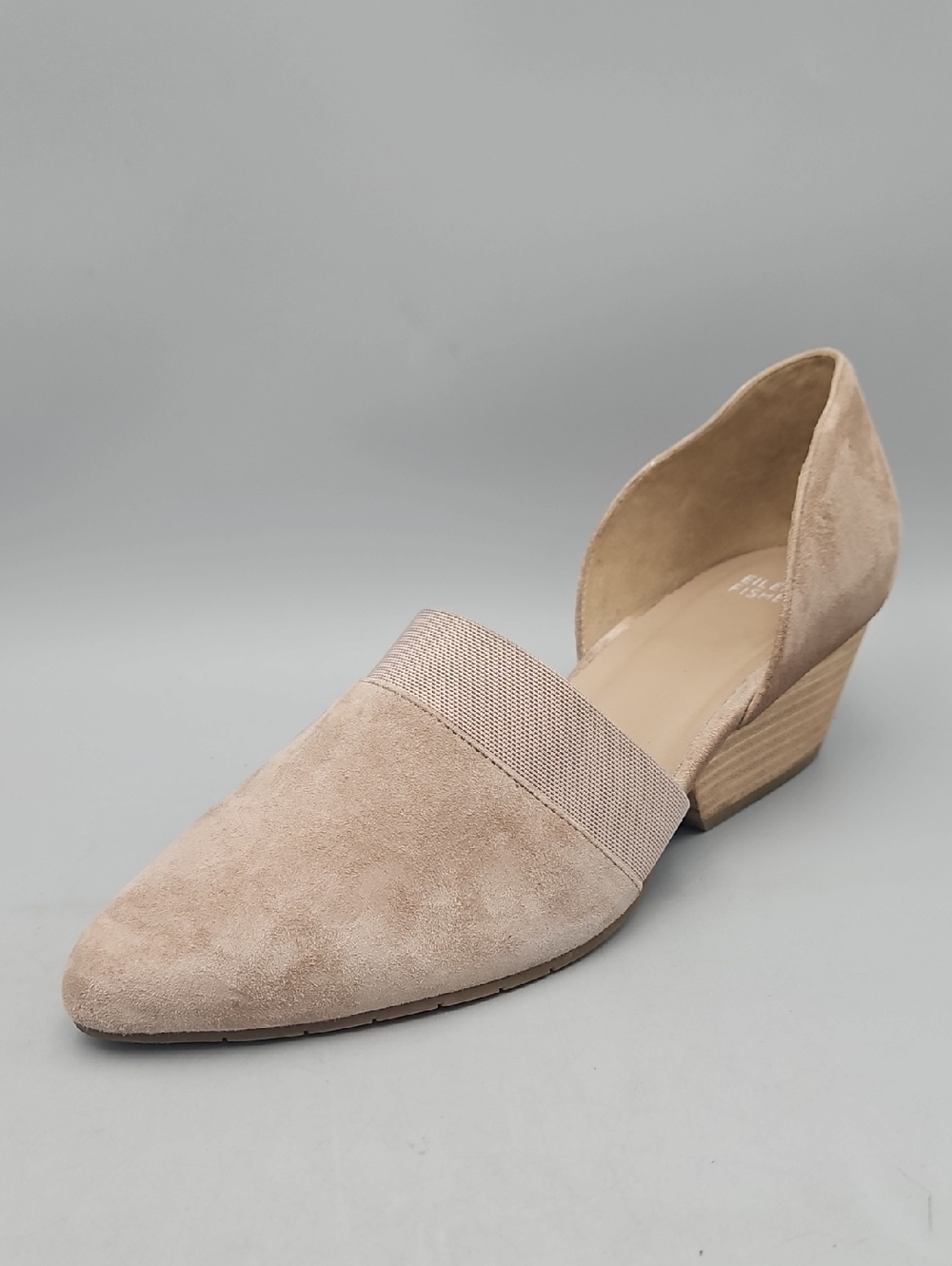 Eileen Fisher Hilly Pump Shoes Women's 11 Beige Nude Suede D'orsay Chunky Heel